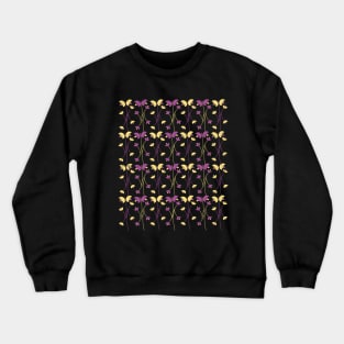 Purple and Yellow Repeating Floral Pattern Crewneck Sweatshirt